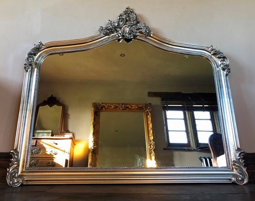 The Annecy: Large Over mantle Mirror- Antique Silver Mirrors > Silver Mirrors