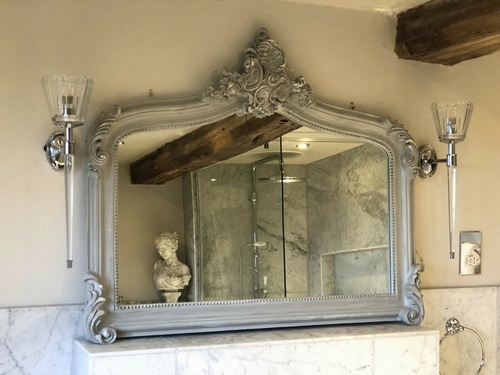 The Annecy - Distressed Grey - Over mantle Mirrors > Silver Mirrors