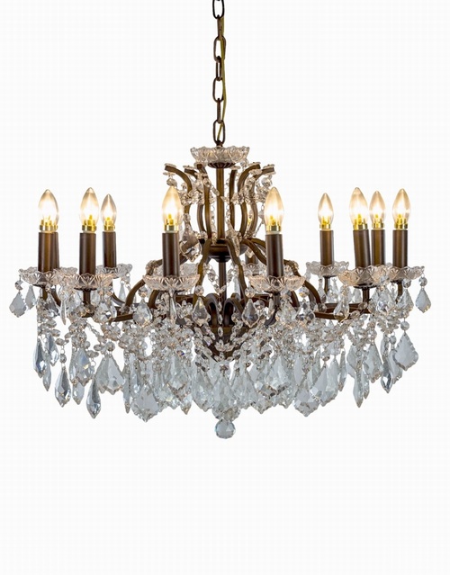 The Toulouse: 12 BRANCH SHALLOW BRONZE GLASS CHANDELIER Lighting > Chandeliers