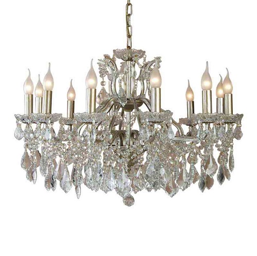 The Toulouse:12 BRANCH STYLE SHALLOW GOLD GLASS CHANDELIER Lighting > Chandeliers