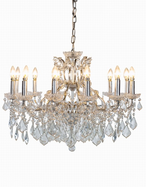 The Toulouse: 12 BRANCH SHALLOW ANTIQUE SILVER LEAF CHANDELIER Lighting > Chandeliers