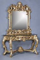 The Berkshire Console w/ Mirror: Gold Leaf & Cream Marble