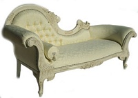 The Flower Carved Chaise Longue: Antique White