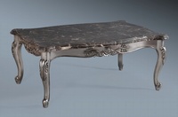 Monaco Coffee Table: Antique Silver Leaf & Black Veined Double Layered Marble