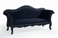 The Belfort Sofa: Matt Black & Black Velvet