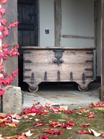 Beautiful Old Rustic Antique Vintage Large Iron Bound Merchant Hardwood Storage Chest Trunk Circa 1800's