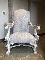 Gainsborough Carved George III Style Ball Claw Throne Grey Bone Ivory Armchair Chair