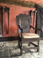 Original Rare English Oak Period Antique Wainscote Beautiful Patina 'Ear Pieces' Elaborate Carvings Armchair Chair - Fine Example Cica 1600s
