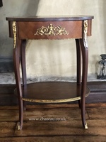 Antique French Inlaid Parquetry Kingswood Gilt Embelishments Vintage Ornate Gilt Bronze Mounts Occasional Lamp Side Table