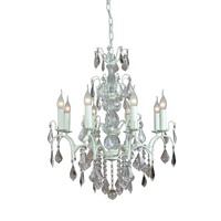 The Marseilles: ANTIQUE CRACKLE WHITE 8 BRANCH FRENCH CHANDELIER