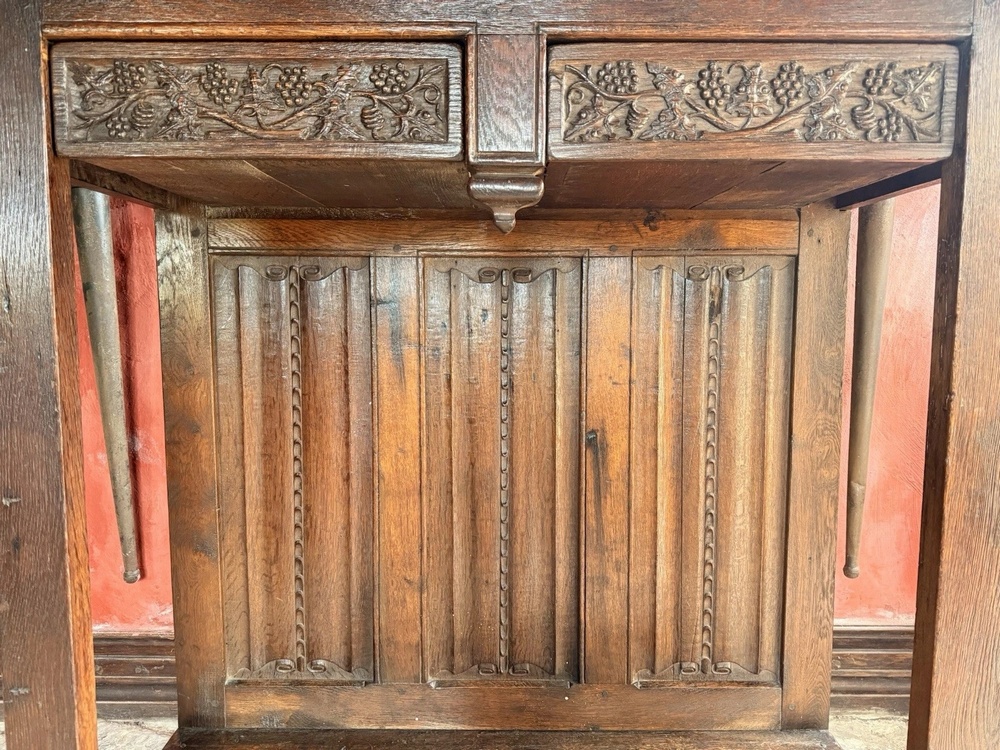Rare English Antique Oak Carved Tall Large Floorstanding Cupboard Cabinet Dresser Buffet C 1700s