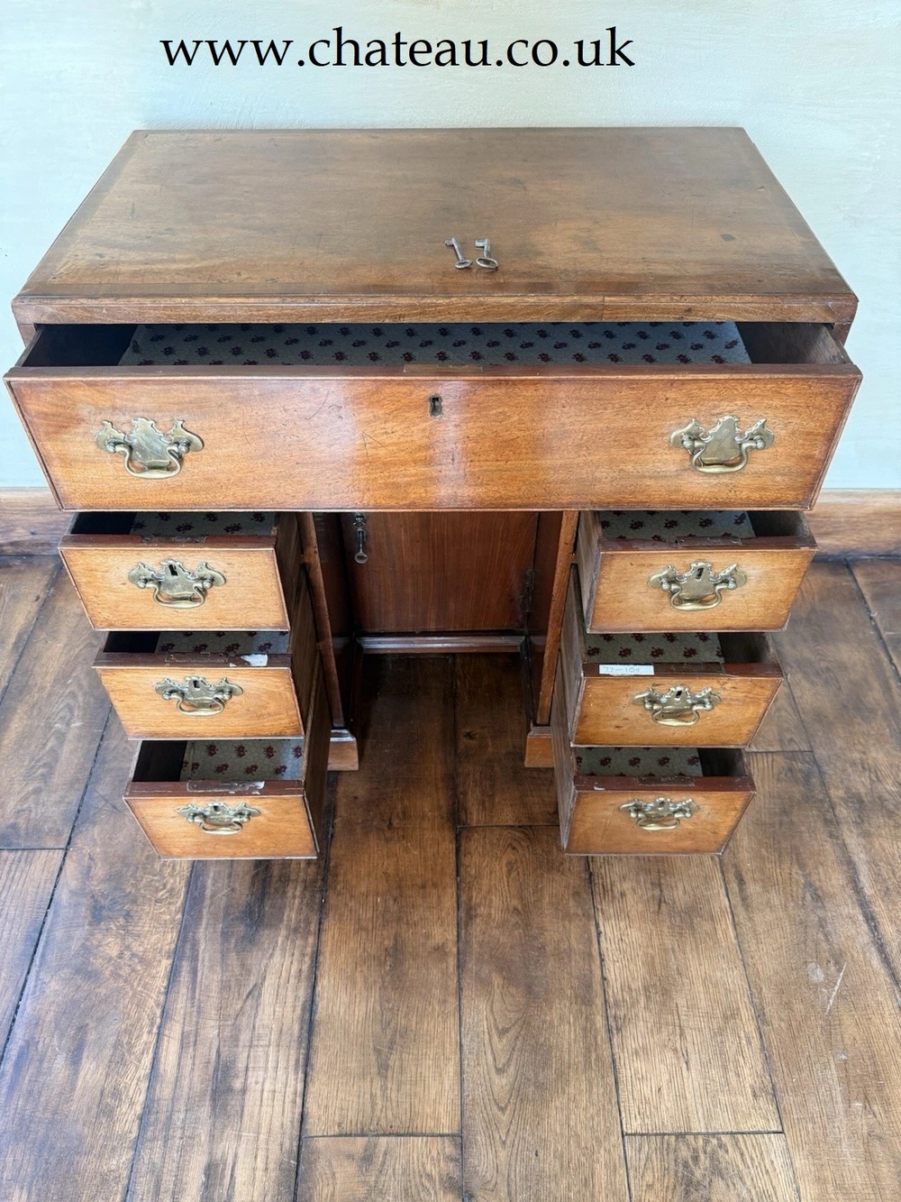Original Antique Mahogany George III Pedestal Kneehole Writing Desk C1780