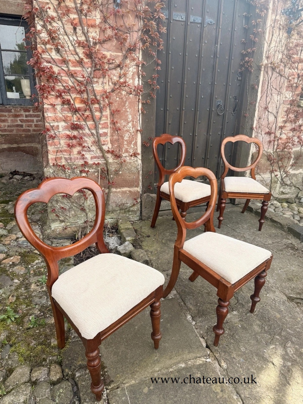 Set of 12 Antique Balloon Back Dining Chairs Circa 1870  made by master Carpenter James Reilly