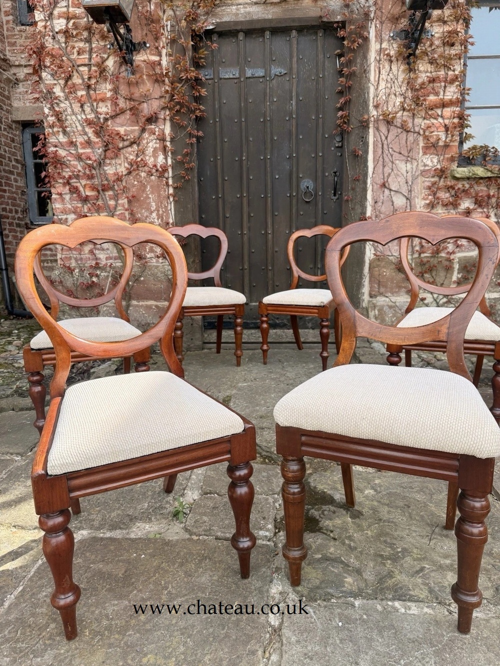 Set of 12 Antique Balloon Back Dining Chairs Circa 1870  made by master Carpenter James Reilly