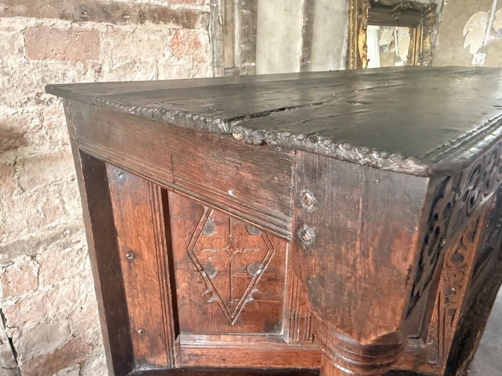 SOLD - Original Antique Carved Hand Scraped Dresser Court Cupboard Buffet Circa 1600's