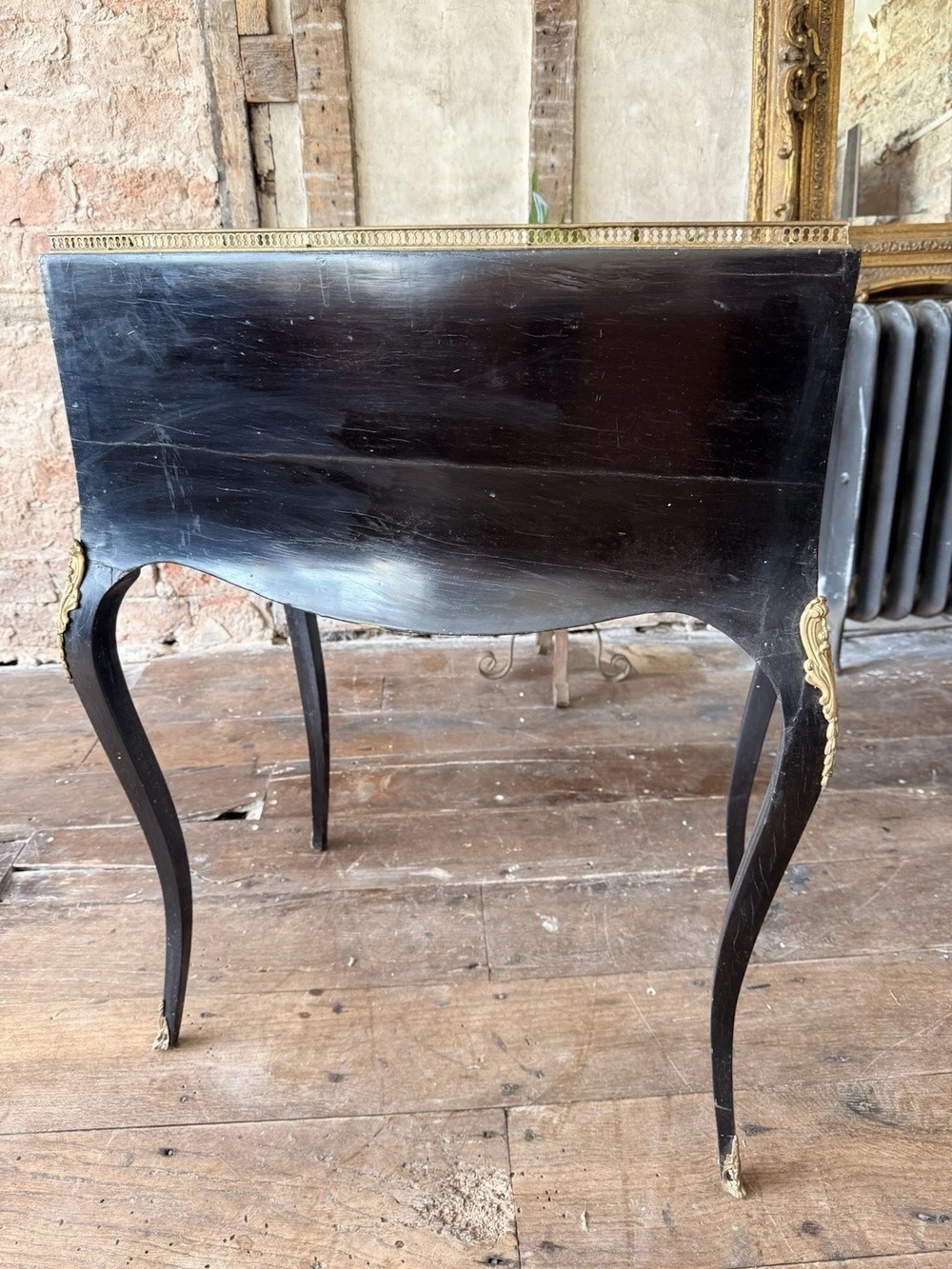 Antique Orginal Ebony Gilt French Boulle Louis XV Boulle Bureau De Dame Desk