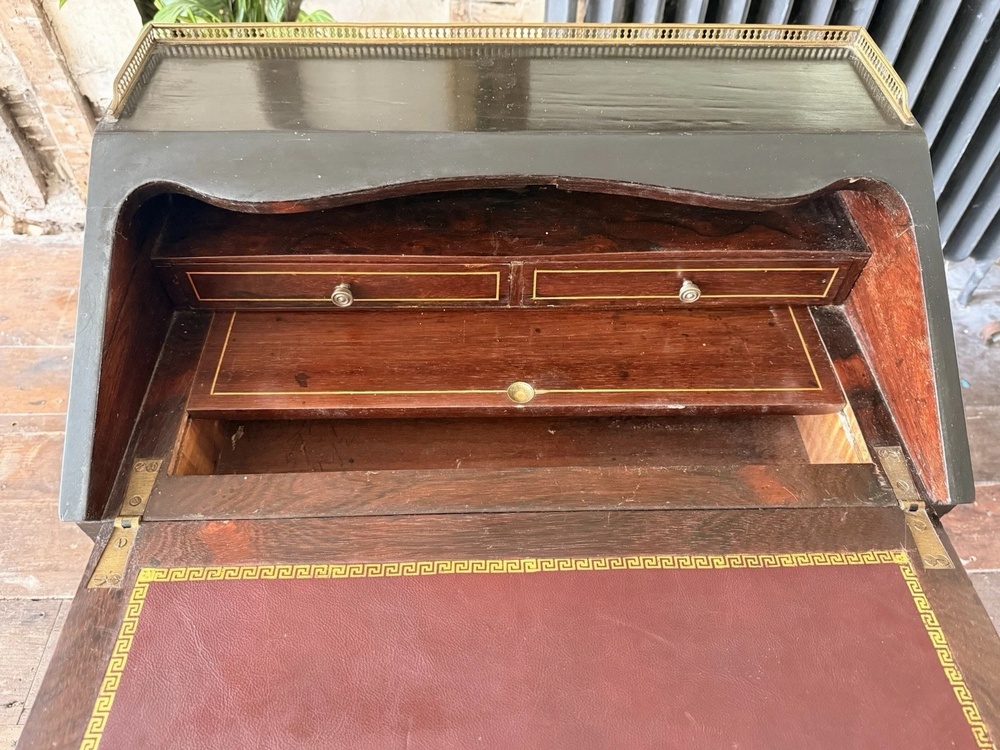 Antique Orginal Ebony Gilt French Boulle Louis XV Boulle Bureau De Dame Desk