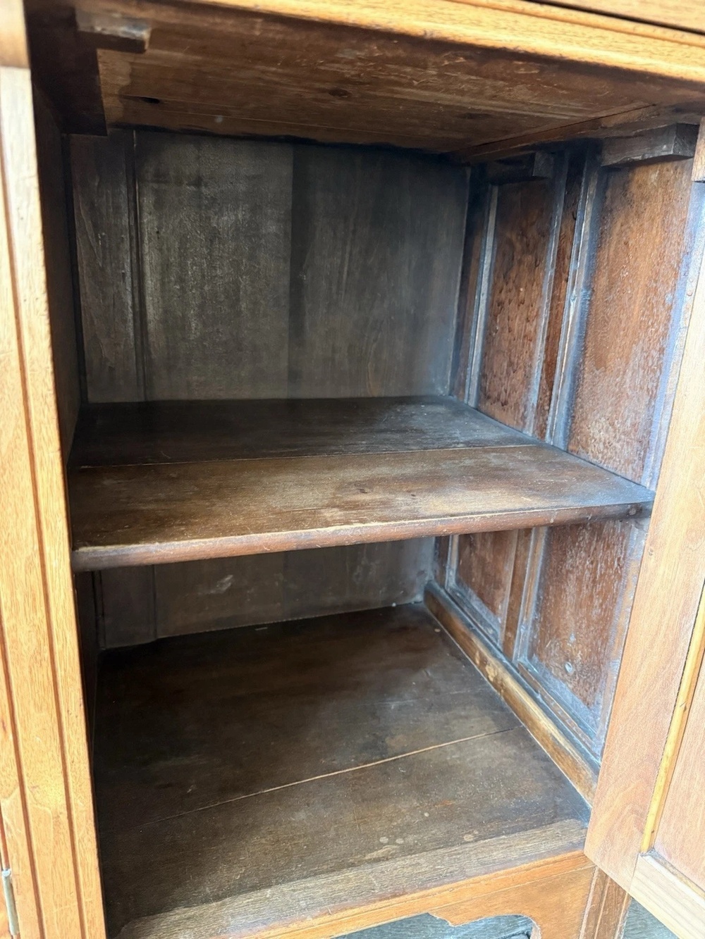 Original Heavy Antique Walnut Rustic Large Carved Dresser Sideboard Circa 1800s