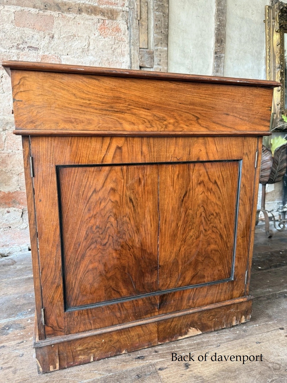 SOLD - are Large Unique Antique Walnut Burr Davenport Writing Leather Desk Circa 1840