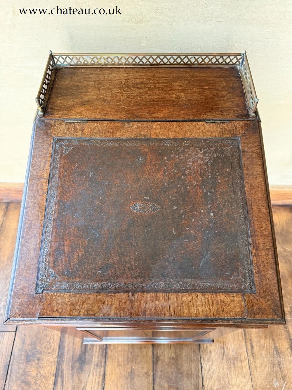 Antique Rosewood Davenport Writing Desk  Brown Leather Attributed Gillows of Lancaster & London C 1825