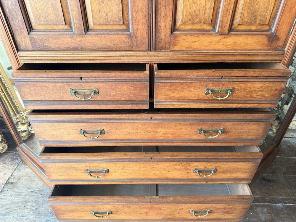 Magnificent Original Rare English Stamped Gillows of Lancaster Wardrobe C 1880