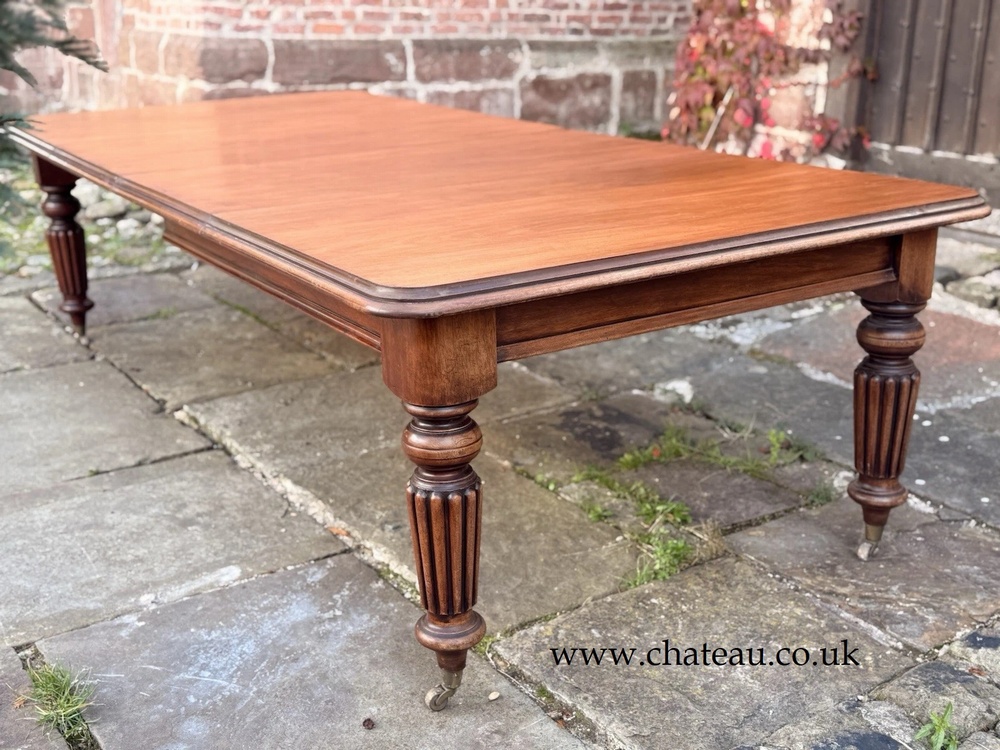 SOLD -  Original English Antique Mahogany Extending Kitchen Dining Table Seats 12