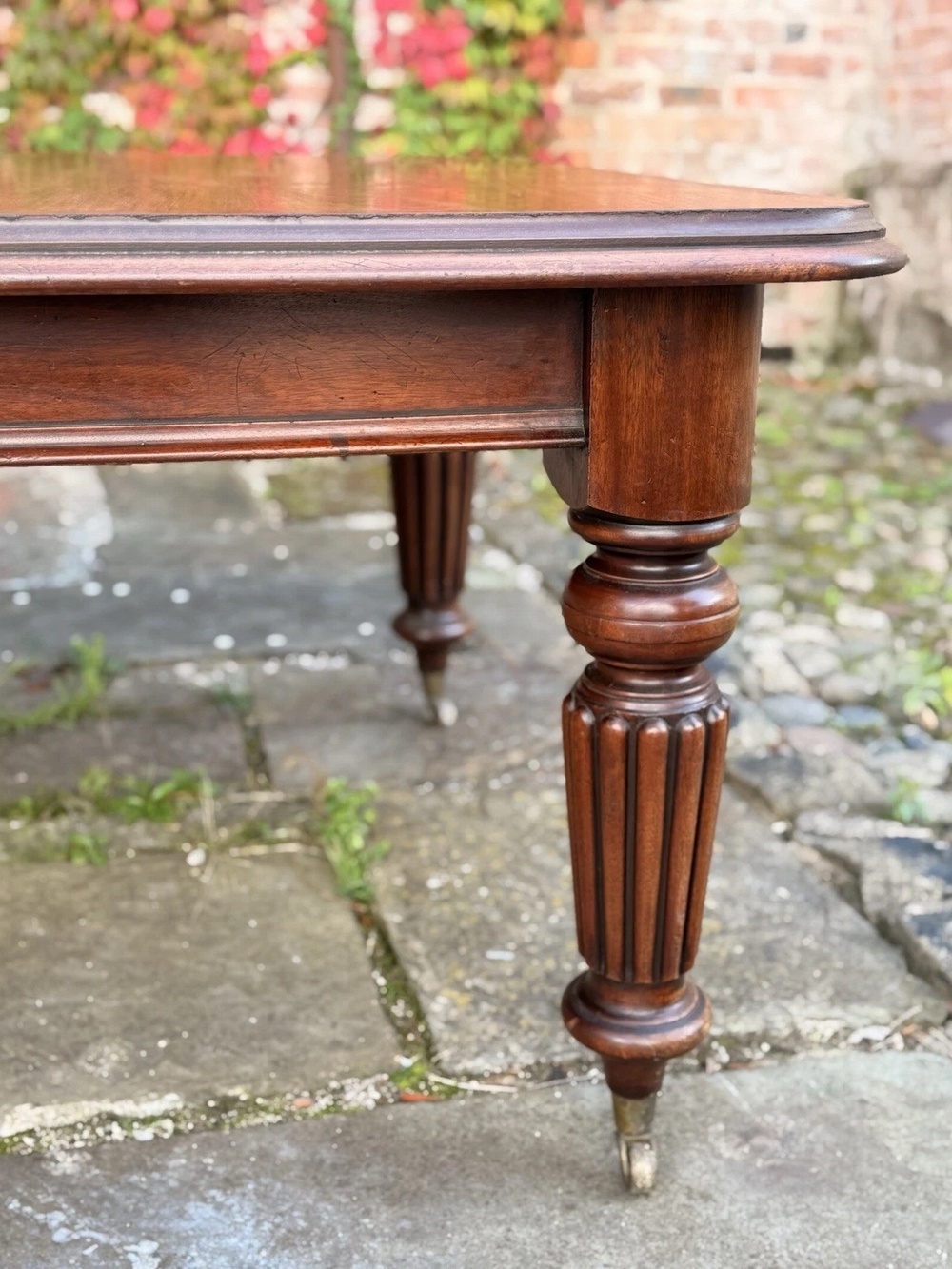 SOLD -  Original English Antique Mahogany Extending Kitchen Dining Table Seats 12