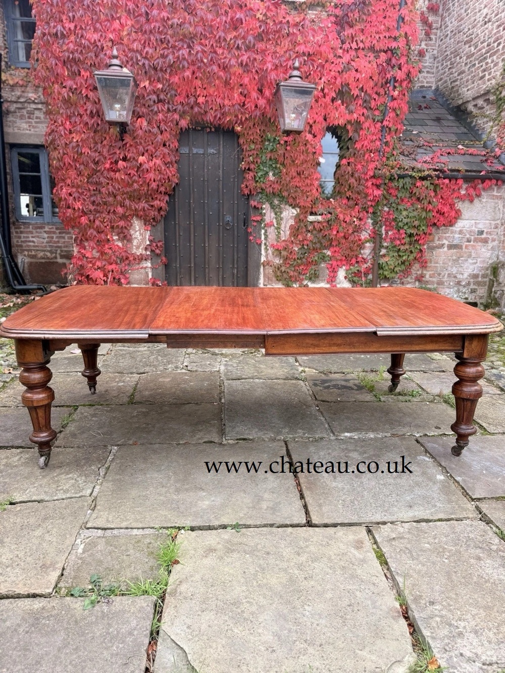 Original English Rustic Antique Mahogany Wind Out Dining Table C1850 Seats 12