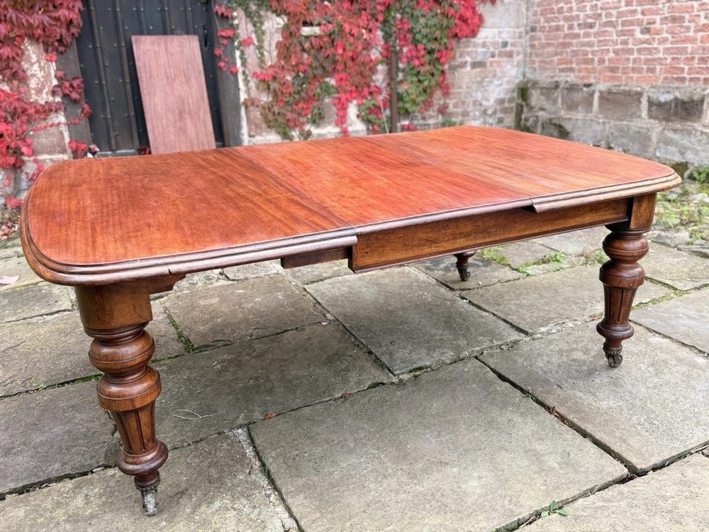 Original English Rustic Antique Mahogany Wind Out Dining Table C1850 Seats 12