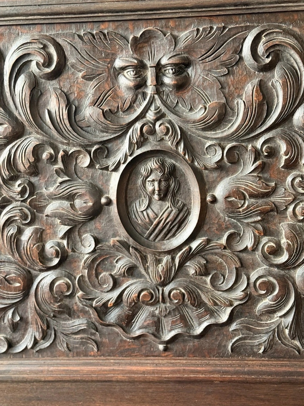 Antique Carved Oak Glass Freestanding Corner Display Cabinet Cupboard