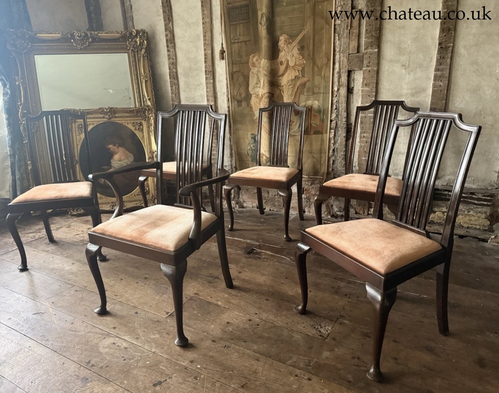 Exceptional Quality Antique Dining Pink Velvet Drop-In Seats Chairs Waring and Gillow - Deansgate Manchester