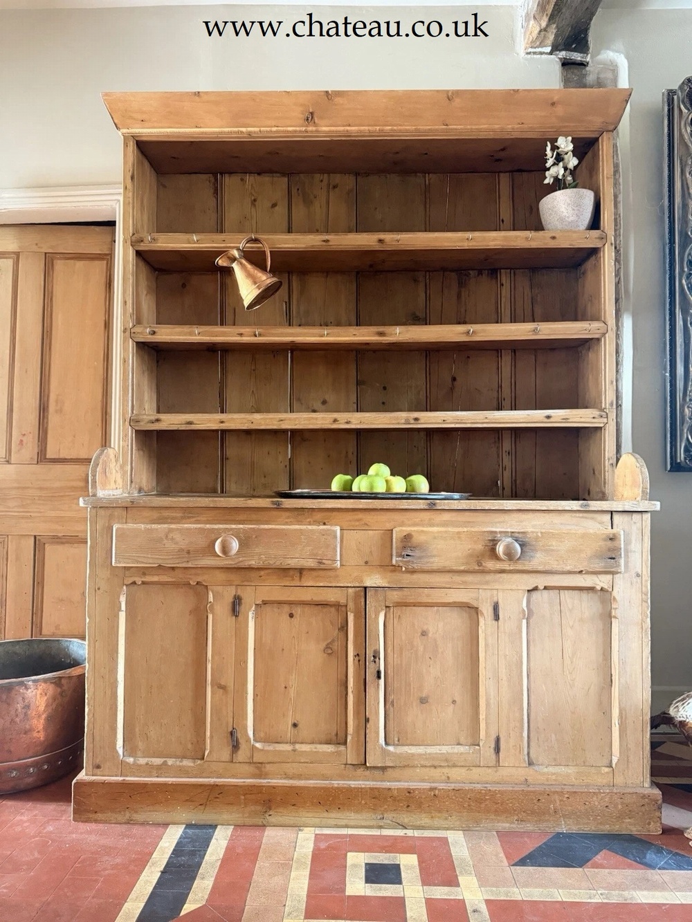 SOLD - Original Provincial Welsh Antique Farmhouse Rustic Pine Kitchen Dresser 1850 C