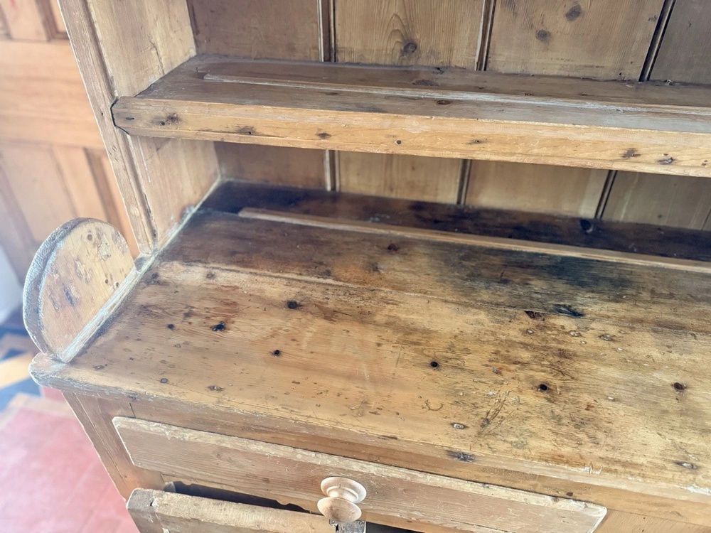 SOLD - Original Provincial Welsh Antique Farmhouse Rustic Pine Kitchen Dresser 1850 C