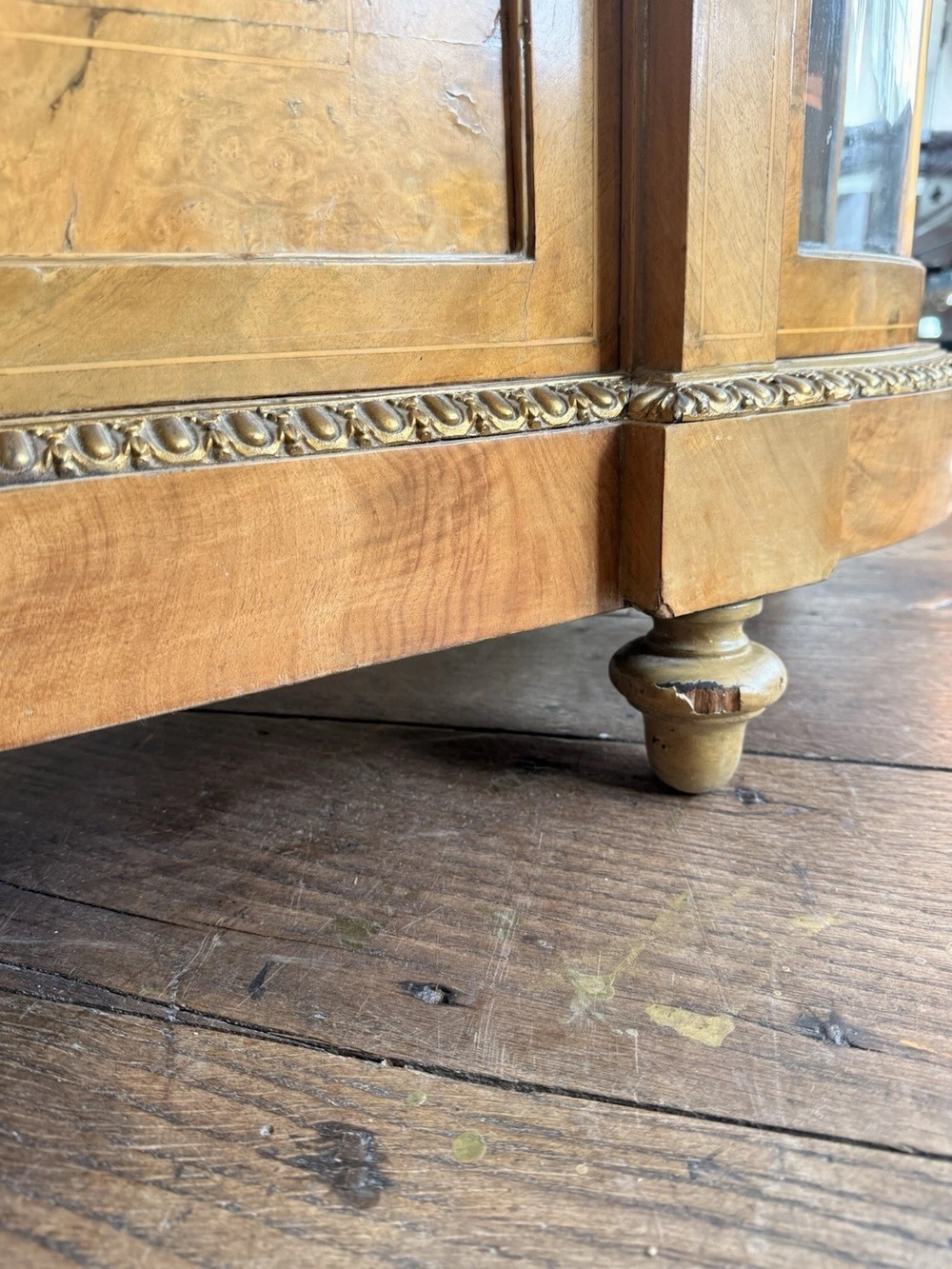 Rare Maple Antique Credenza Louis XVI French Display Porcelain Sideboard Cabinet