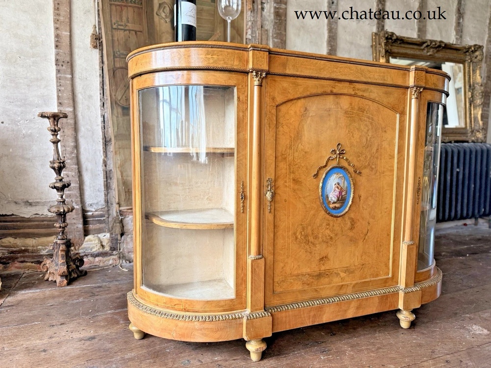 Rare Maple Antique Credenza Louis XVI French Display Porcelain Sideboard Cabinet