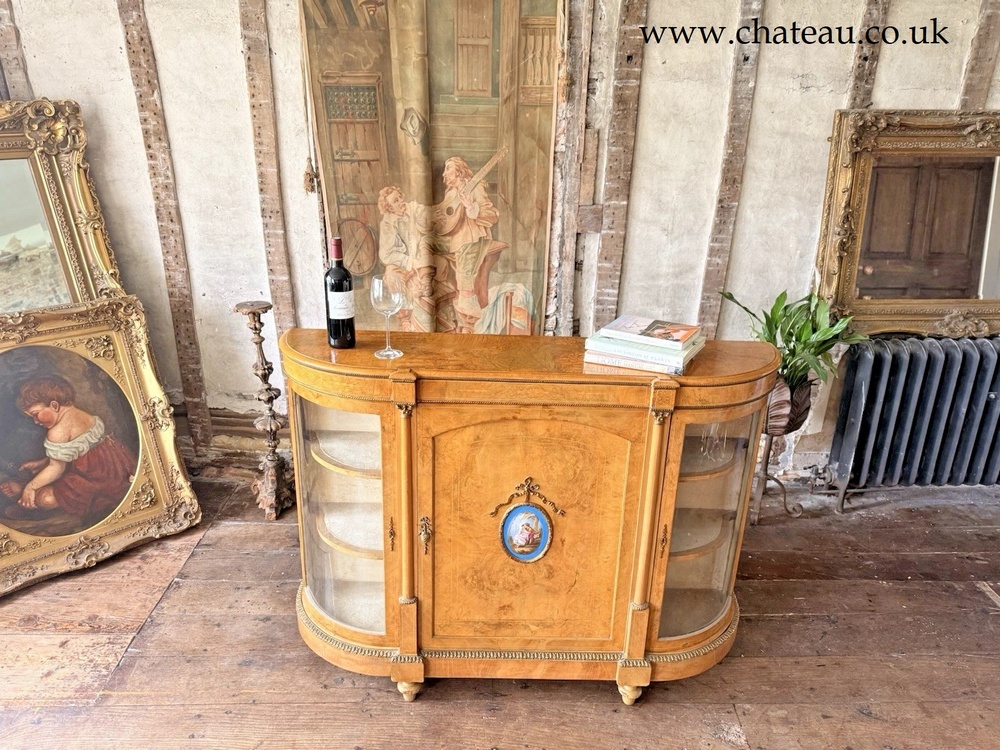 Rare Maple Antique Credenza Louis XVI French Display Porcelain Sideboard Cabinet