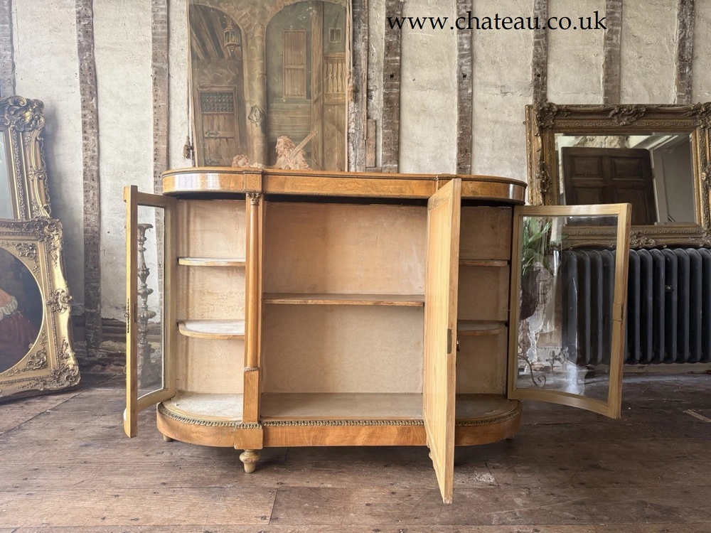 Rare Maple Antique Credenza Louis XVI French Display Porcelain Sideboard Cabinet