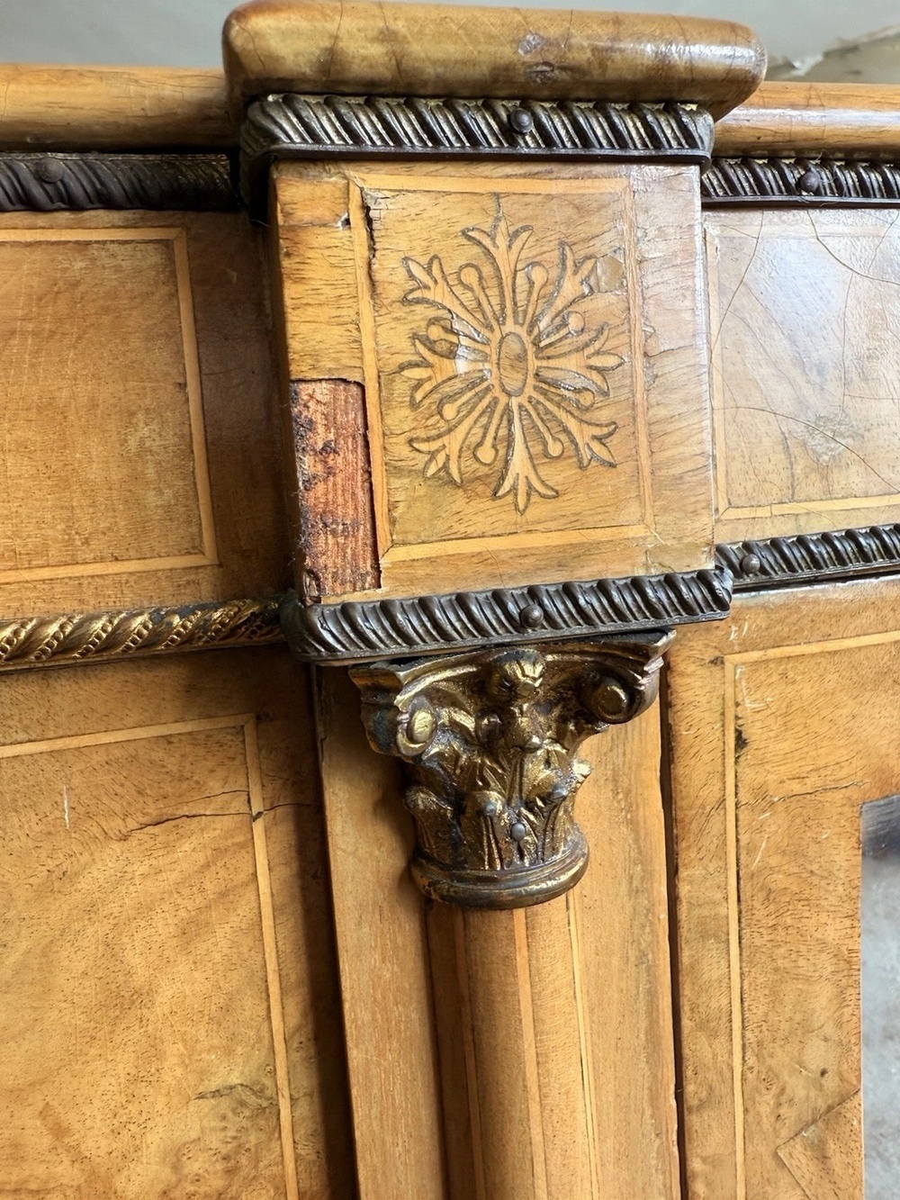 Rare Maple Antique Credenza Louis XVI French Display Porcelain Sideboard Cabinet