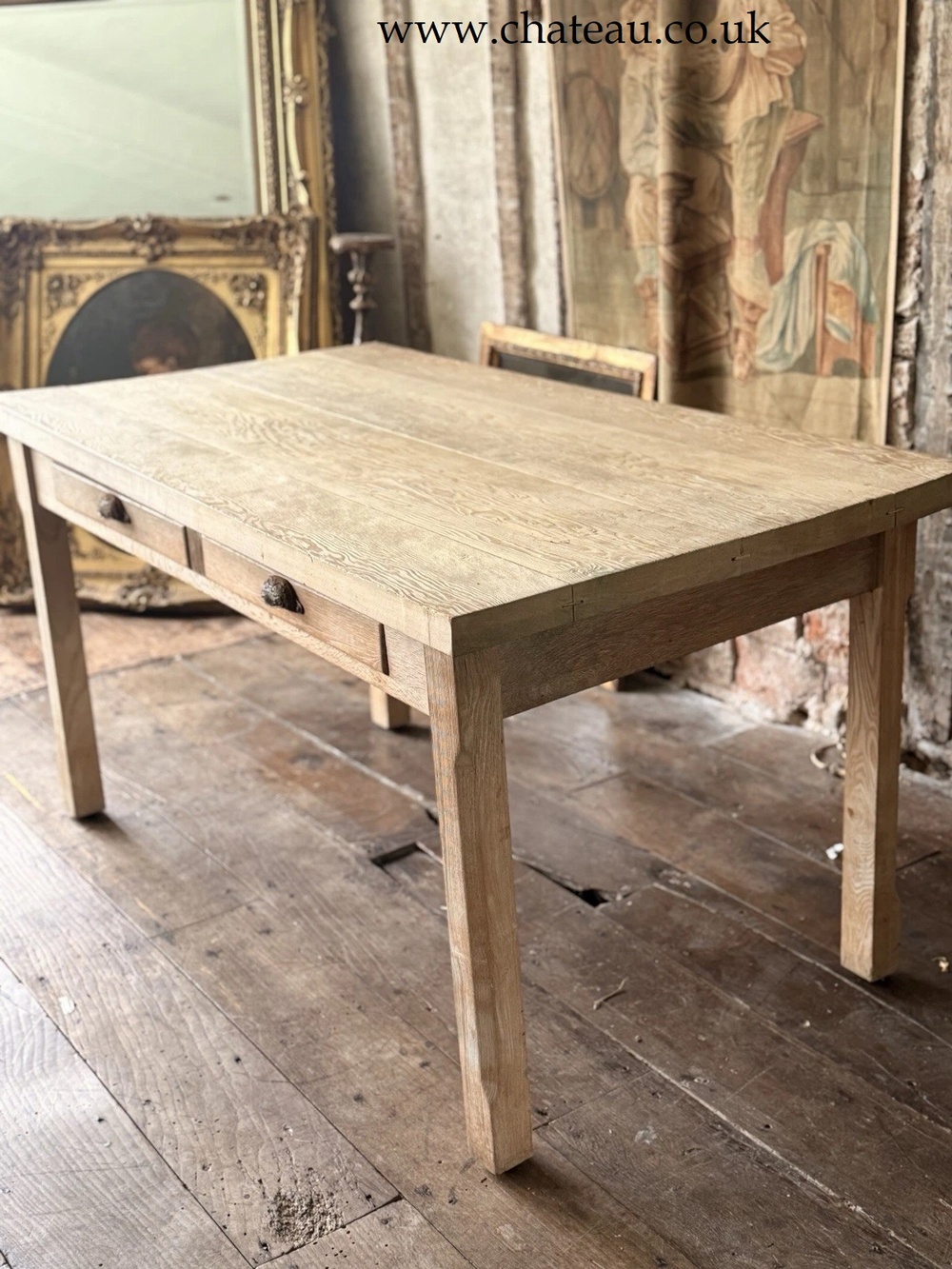 Reclaimed Vintage Rustic Oak Plank Farmhouse Vernacular Desk Kitchen Table