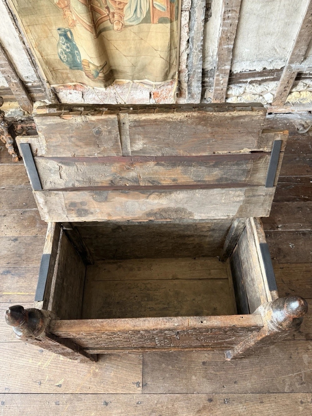 Rare Antique Swat Valley Pakistan Wedding Marriage Rustic Carved Indian Dowry Chest