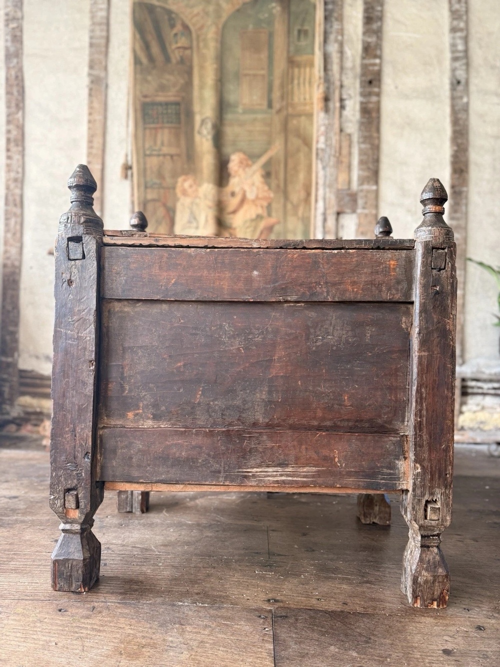 Rare Antique Swat Valley Pakistan Wedding Marriage Rustic Carved Indian Dowry Chest