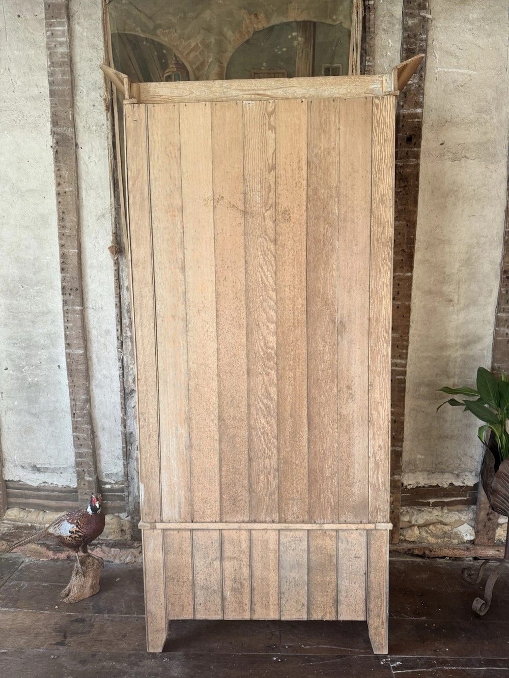 Rustic Farmhouse Antique pine Single Wardrobe with Drawer & Shelves 1890 C