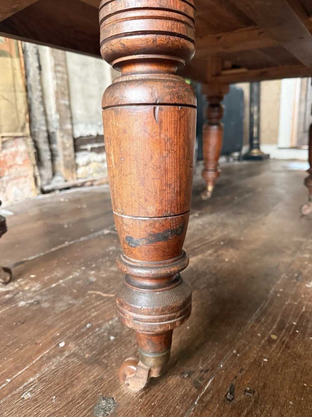 Antique Pitch Pine Rustic Farmhouse (Richard Smith) School Table Office Desk 1860 C