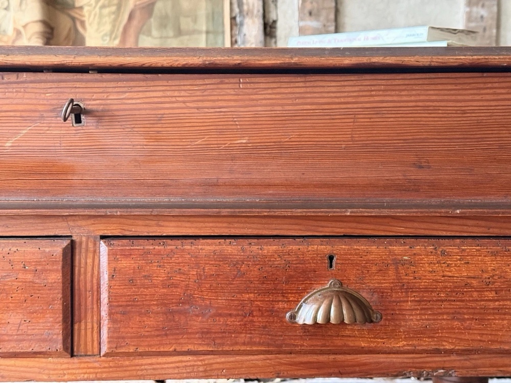 Antique Pitch Pine Rustic Farmhouse (Richard Smith) School Table Office Desk 1860 C