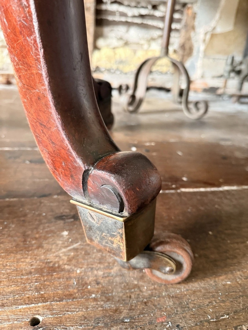 Antique Mahogany Brown Leather Victorian Office Desk Horseshoe Chair 1880c
