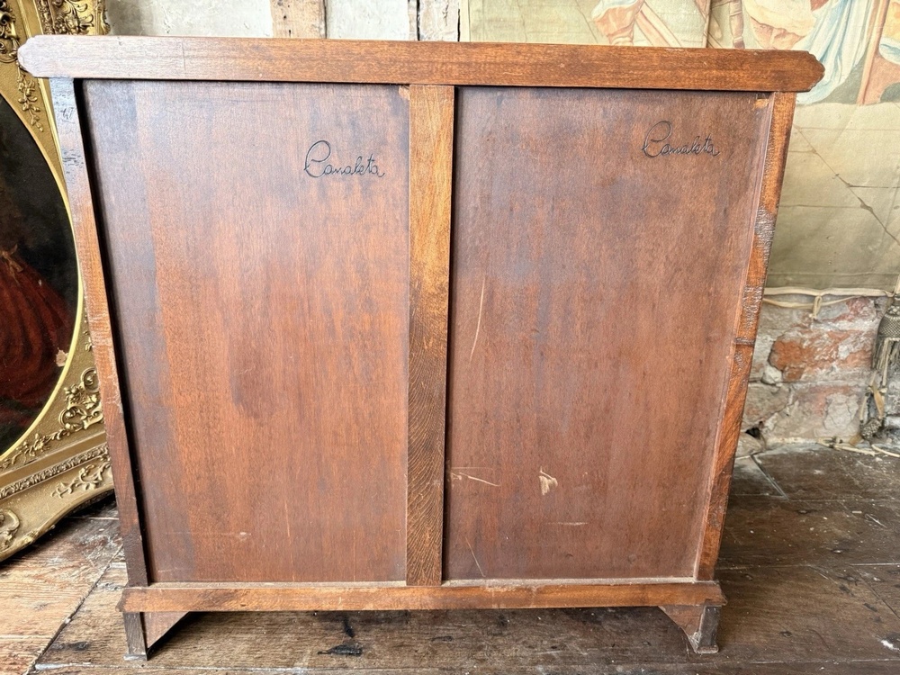 Vintage Rare Collectable Campaign Canalata Art Deco Brass inlays Chest Of Drawers 1960 C