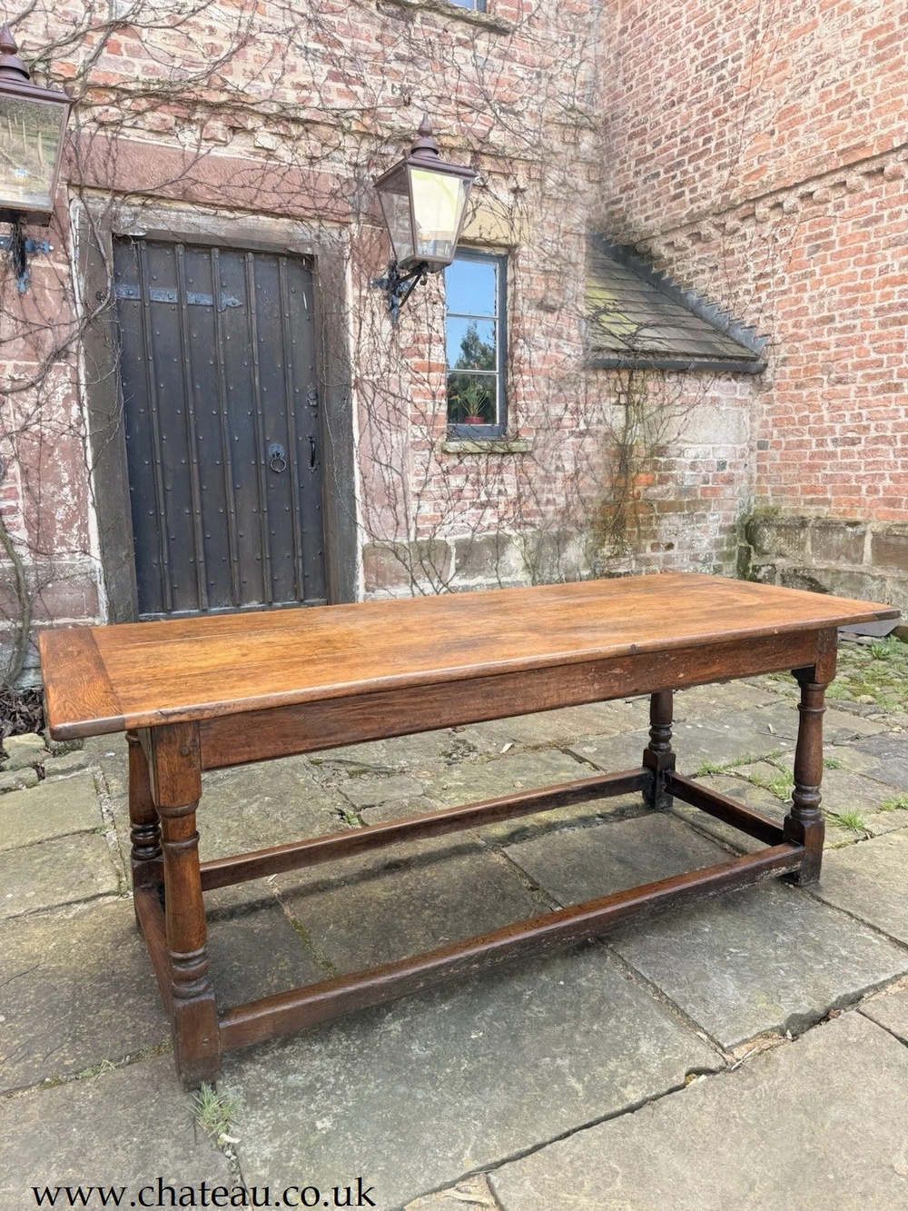 Antique English Country Rustic Farmhouse Refectory Kitchen Dining Table C1850