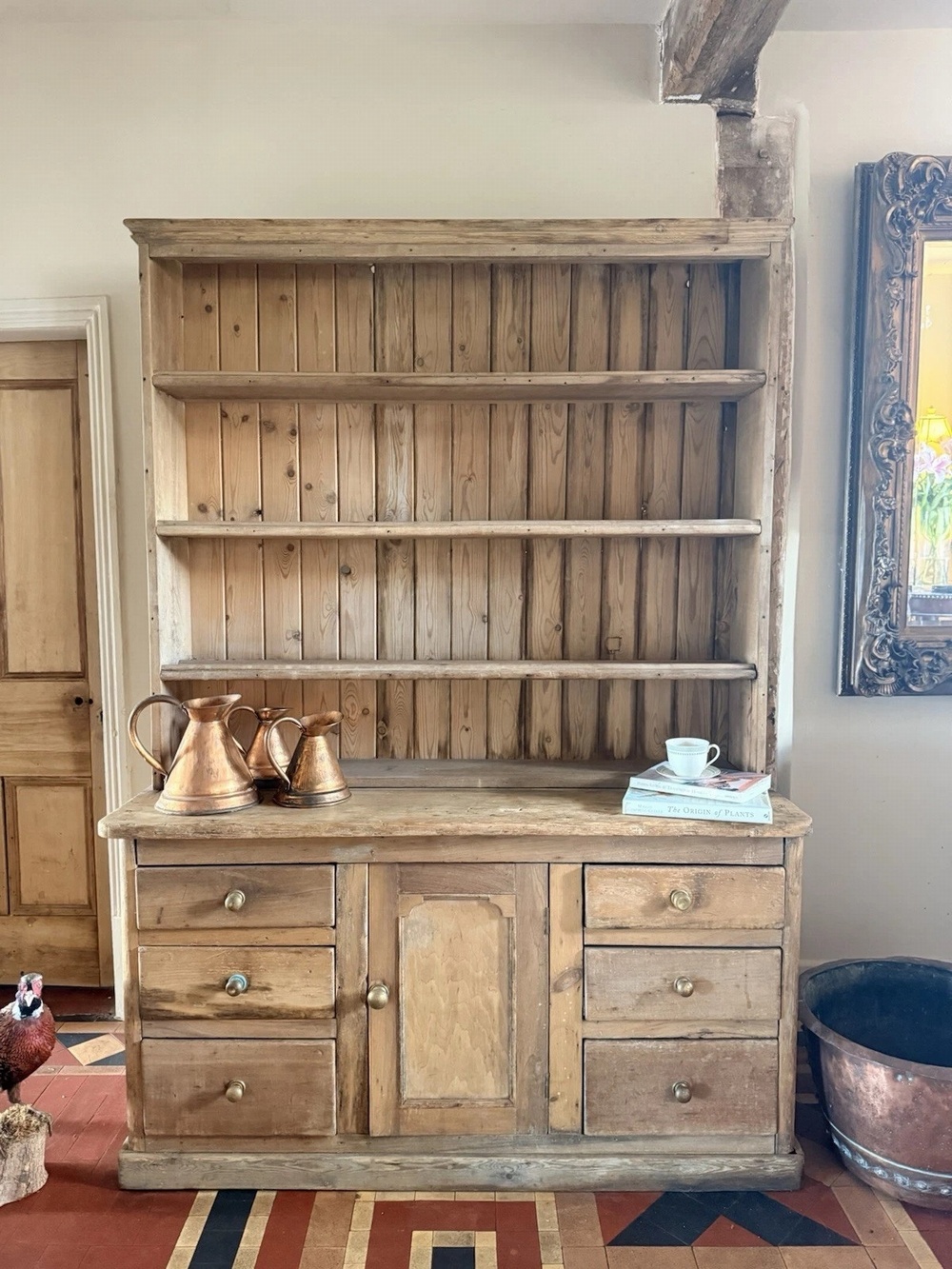ShareAntique Pine English Rustic Country Pine Farmhouse Plate Rack Dresser 1820 C