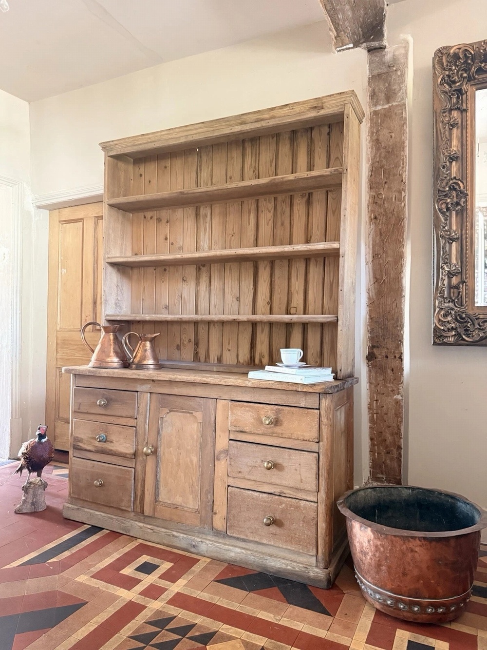 ShareAntique Pine English Rustic Country Pine Farmhouse Plate Rack Dresser 1820 C