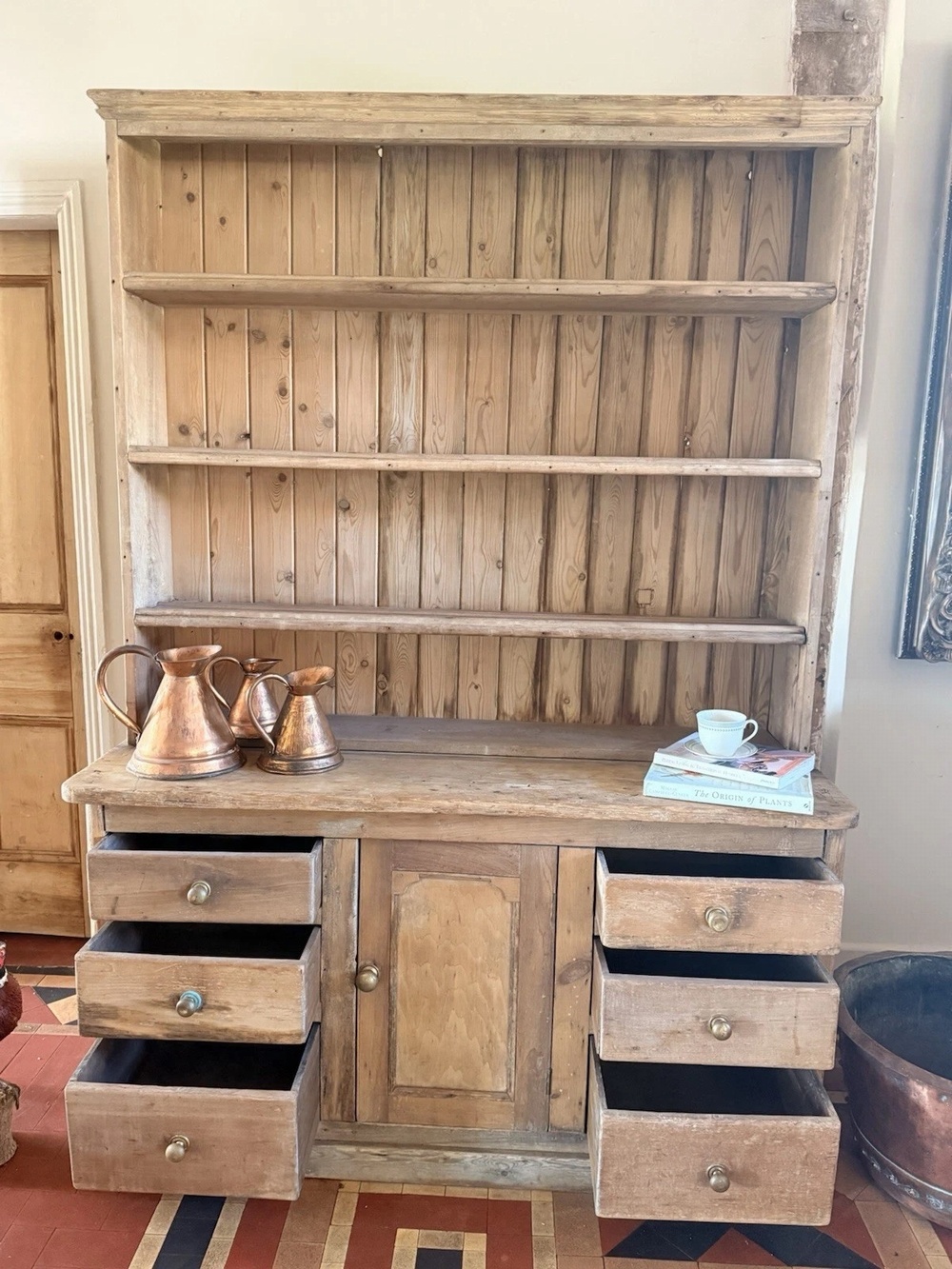 ShareAntique Pine English Rustic Country Pine Farmhouse Plate Rack Dresser 1820 C